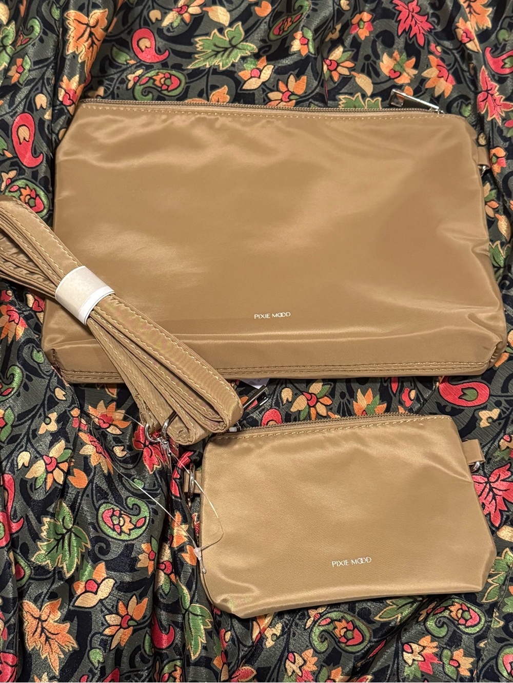 Pixie Mood Tan Convertible Crossbody and Pouch Set